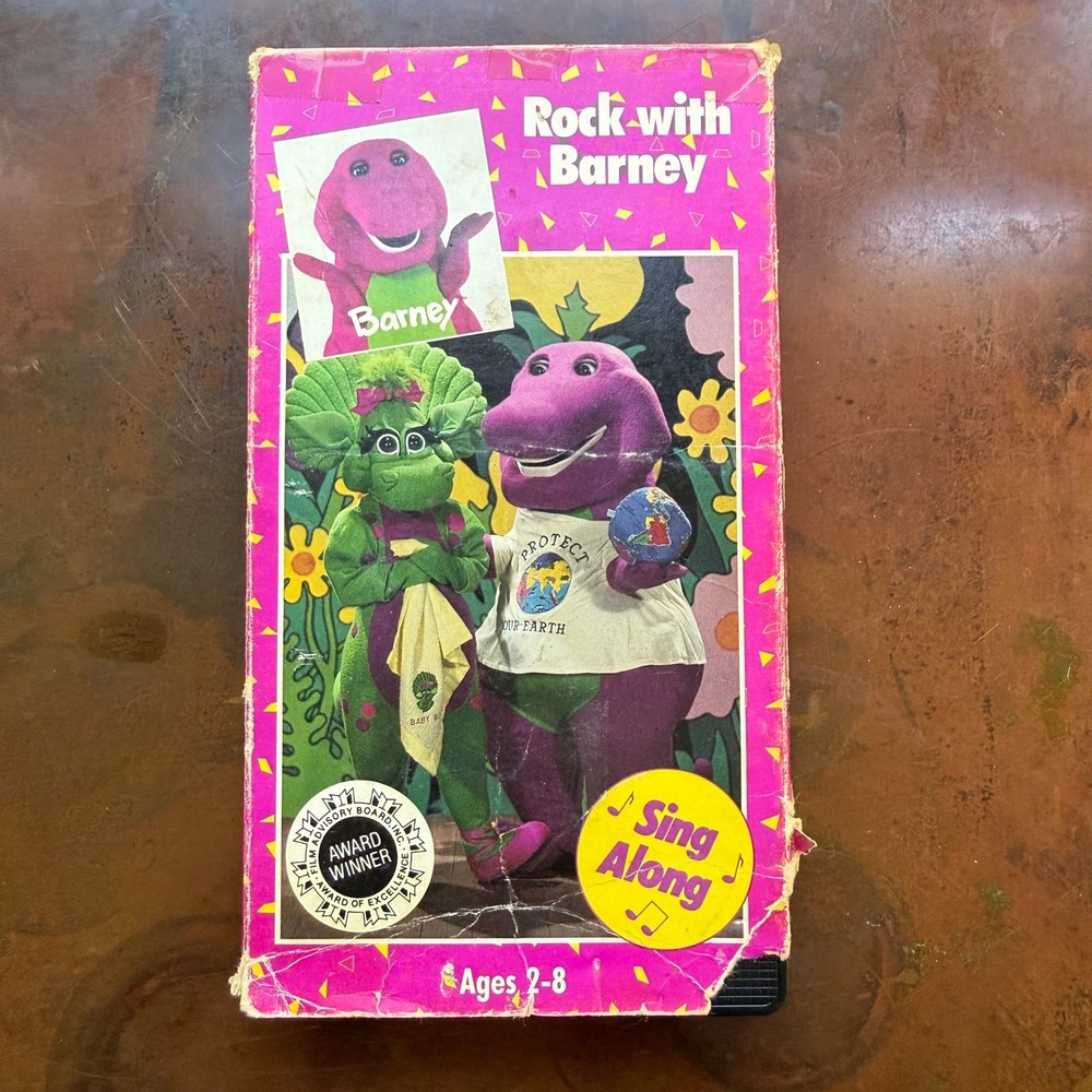 Vintage Barney VHS Tape Rock with Barney Sing Along 1991 Cartoon 90s Kids Movie
